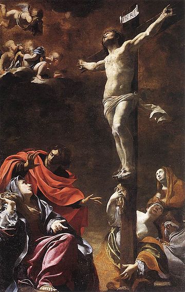 The Crucifixion (1622) by Simon Vouet; Church of Jesus, Genoa